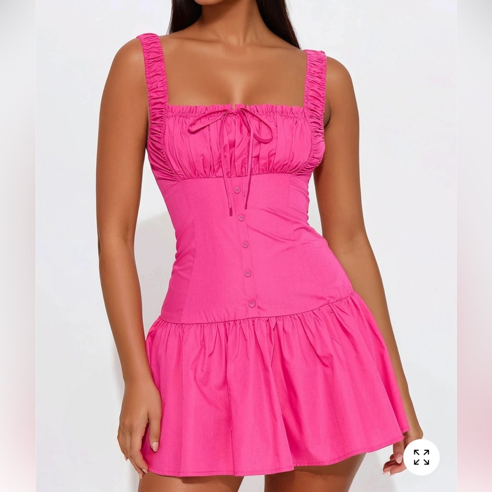 Hot Pink Poplin Mini Dress